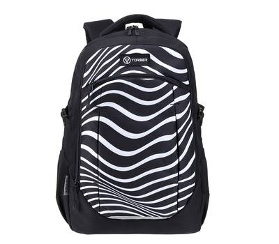 Рюкзак Torber школьный Class X, черный с принтом "Зебра", 46x32x18 см+ Мешок для обуви в подарок!