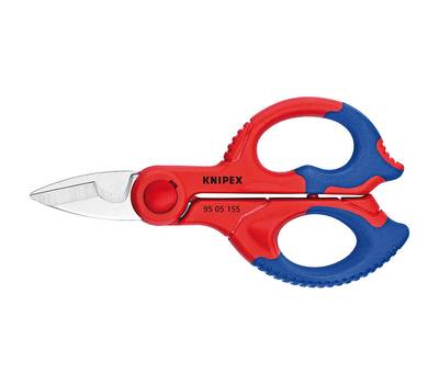 Ножницы технические KNIPEX KN-9505155SB электрика, микронасечки, 155 мм, нерж, 2-комп ручки, SB