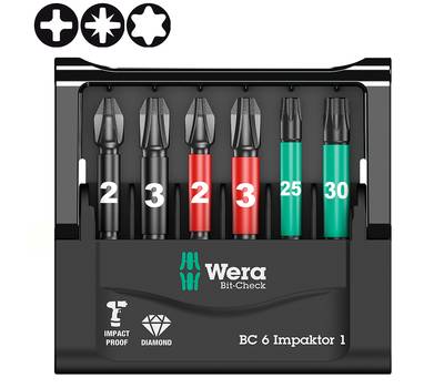 Набор бит WERA WE-057695 Bit-Check 6 Impaktor 1 ударных, алмаз, 6 пр., 1/4" E6.3