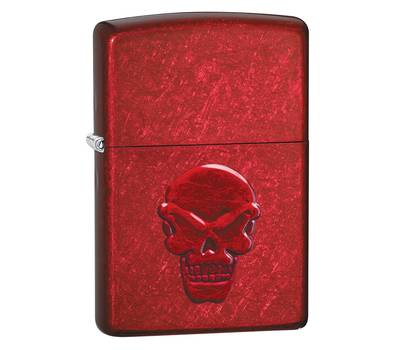 Зажигалка Zippo Doom с покрытием Candy Apple Red, латунь/сталь, красная, глянцевая, 36x12x56 мм