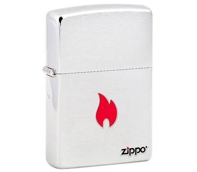 Зажигалка Zippo Flame с покрытием Brushed Chrome, латунь/сталь, серебристая, матовая, 36x12x56