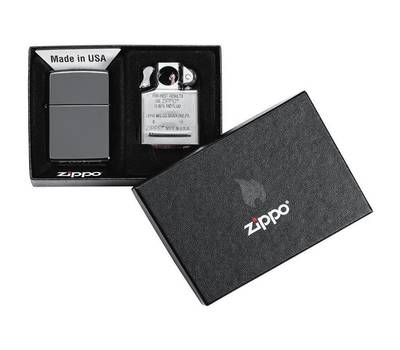 Зажигалка Zippo Подарочный набор : ветроустойчивая Black Ice+вставной блок для зажигалок для трубок