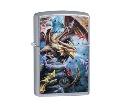 Зажигалка Zippo Anne Stokes, покрытие Street Chrome™, латунь/сталь, серебристая, матовая