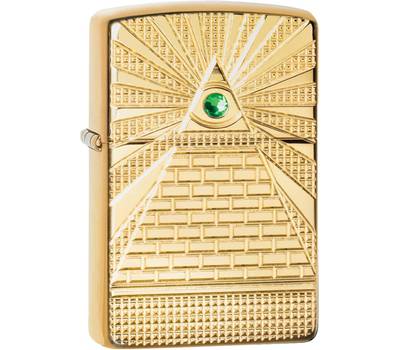 Зажигалка Zippo Armor с покрытием High Polish Brass, латунь/сталь, золотистая, 36x12x56 мм