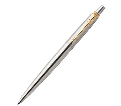 Шариковая ручка PARKER "Jotter Core Stainless Steel GT", корпус серебро, позолота, синяя, 1953182