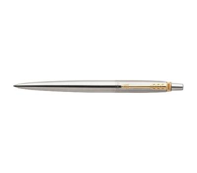 Шариковая ручка PARKER "Jotter Core Stainless Steel GT", корпус серебро, позолота, синяя, 1953182