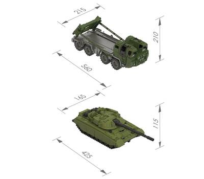 Машинка игрушечная НОРДПЛАСТ 258H военный тягач "Щит" с танком, 56*22*21 см