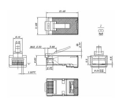 Коннектор Hyperline PLEZ-8P8C-U-C6-SH-100) FTP кат.6 RJ45 прозрачный