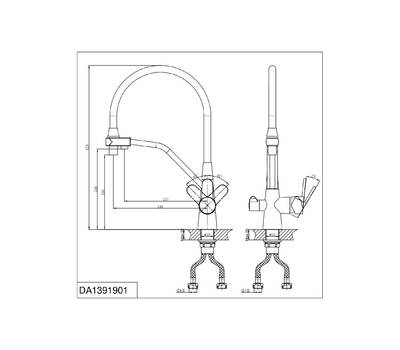 Смеситель для кухни D&K Rhein.Marx (DA1391901) с подключением к фильтру гибкий излив хром
