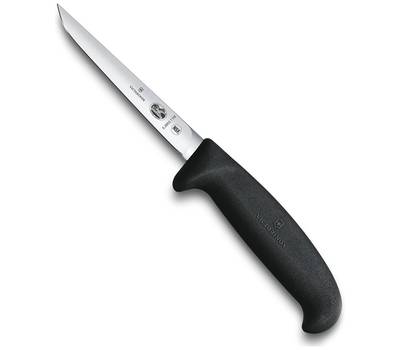 Нож кухонный VICTORINOX Fibrox/(5.5903.11M) стальной для птицы лезв.110мм прямая заточка черный.