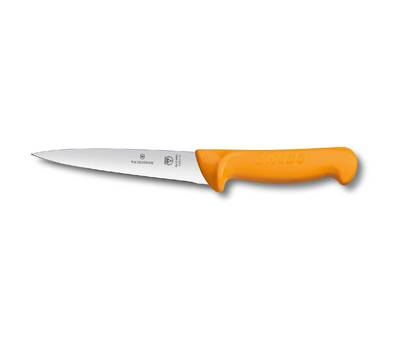 Нож кухонный VICTORINOX Swibo/(5.8412.13) стальной разделочный лезв.130мм прямая заточка желтый.