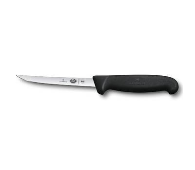 Нож кухонный VICTORINOX Fibrox/(5.6203.12) стальной обвалочный лезв.120мм прямая заточка черный.