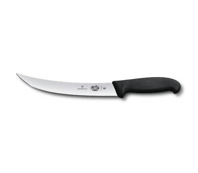 Нож кухонный VICTORINOX Fibrox/(5.7203.20) стальной разделочный лезв.200мм прямая заточка черный.