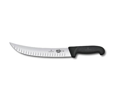 Нож кухонный VICTORINOX Fibrox/(5.7323.25) стальной разделочный лезв.250мм прямая заточка черный.