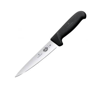 Нож кухонный VICTORINOX Fibrox/(5.5603.18) стальной обвалочный лезв.180мм прямая заточка черный