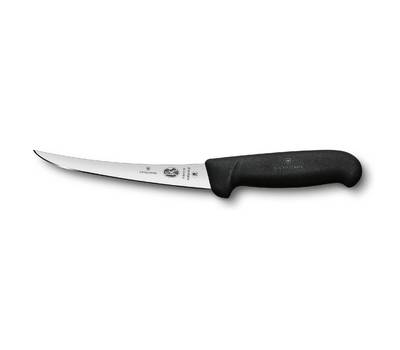 Нож кухонный VICTORINOX Fibrox/(5.6613.15) стальной разделочный лезв.150мм прямая заточка черный.