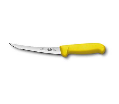 Нож кухонный VICTORINOX Fibrox/(5.6608.15) стальной разделочный лезв.150мм прямая заточка желтый.
