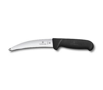 Нож кухонный VICTORINOX Fibrox/(5.6903.15) стальной лезв.150мм прямая заточка черный.
