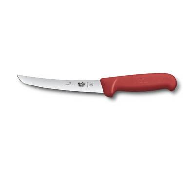 Нож кухонный VICTORINOX Fibrox/(5.6501.15) стальной обвалочный лезв.150мм прямая заточка красный.