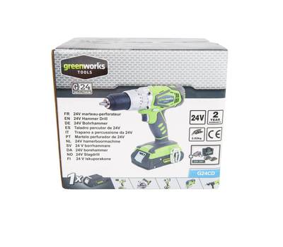 Дрель ударная Greenworks G24CDB2X