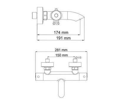 Смеситель для ванны термостатический WasserKRAFT Berkel 4811 Thermo