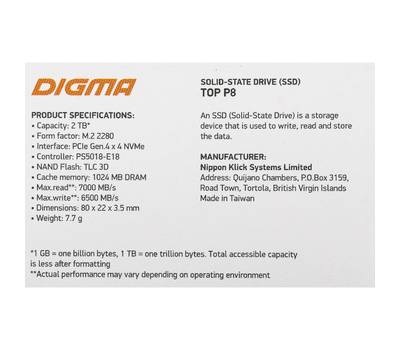 Накопитель SSD DIGMA Top P8 DGST4002TP83T