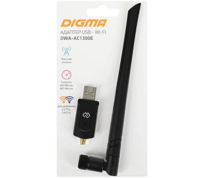 Сетевой адаптер DIGMA DWA-AC1300E AC1300 USB 3.0 (ант.внеш.съем) 1ант. (упак.:1шт)