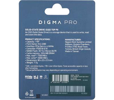 Накопитель SSD DIGMA Pro Top P8 DGPST4001TP8T7