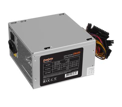 Блок питания компьютера EXEGATE UN450, 450В, (ATX, 12cm fan, 24pin, 4+4pin, PCIe, 3xSATA, 2xIDE)