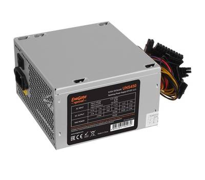 Блок питания компьютера EXEGATE UNS450, Special,450В, ATX, 12cm fan, 24p+4p, 6/8p PCI-E, 3*SATA, 2*I