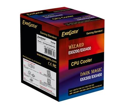 Кулеры для процессора EXEGATE Dark Magic EXX400-PWM (Al+Cu, черное покрытие, 4 тепл.трубки, LGA775/1
