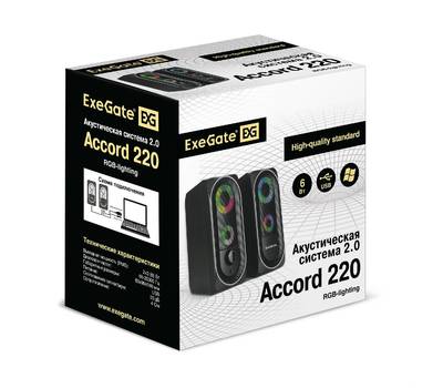 Колонки для компьютера EXEGATE Accord 220 (питание USB, 2х3Вт (6Вт RMS), 60-20000Гц, цвет черный, RG