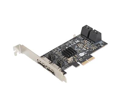 Контроллеp EXEGATE EXE-504 (PCI-E x1 v2.0, SATA3 RAID, 4 int.+2 ext., Marvell Chispet 88SE9230)