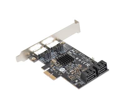 Контроллеp EXEGATE EXE-504 (PCI-E x1 v2.0, SATA3 RAID, 4 int.+2 ext., Marvell Chispet 88SE9230)