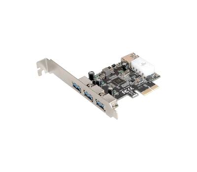 Контроллеp EXEGATE EXE-367 (PCI-E x1 v2.0, 3*USB3.0 ext. + 1*USB3.0 int., разъем доп.питания, VIA La