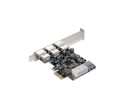 Контроллеp EXEGATE EXE-367 (PCI-E x1 v2.0, 3*USB3.0 ext. + 1*USB3.0 int., разъем доп.питания, VIA La