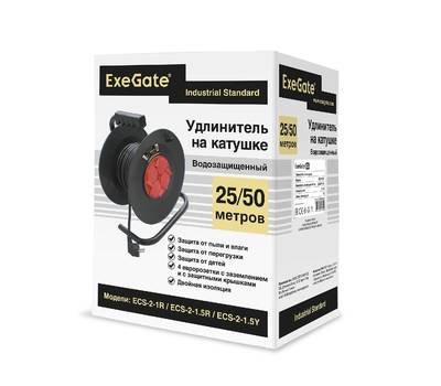 Удлинитель на катушке EXEGATE industrial ECS-2-1R (4 евророзетки с заземлением и с защитными крышкам