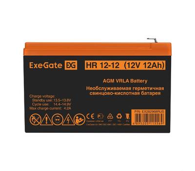 Батарея аккумуляторная EXEGATE HR 12-12 (12V 12Ah 1251W, клеммы F2)
