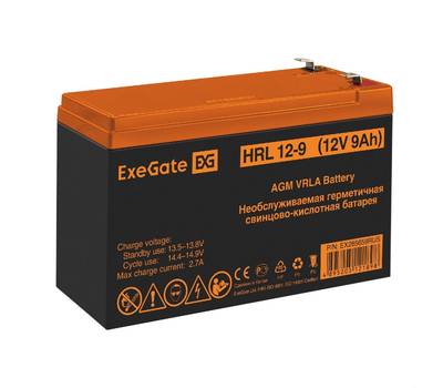 Батарея аккумуляторная EXEGATE HRL 12-9 (12V 9Ah 1234W, клеммы F2)