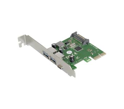 Контроллеp EXEGATE EXE-323 (PCI-E x1 v2.0, 2*USB3.0 ext. + 1*Type-C, разъем доп.питания, VIA Labs Ch