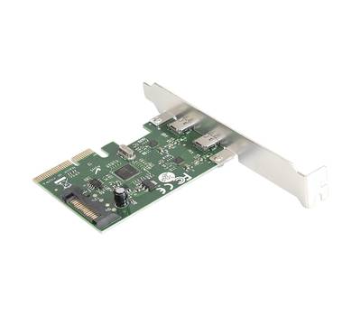 Контроллеp EXEGATE EXE-313 (PCI-E x4 v3.0, 2*USB3.1 Type-C ext., разъем доп.питания, ASMedia Chipset