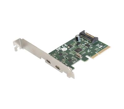 Контроллеp EXEGATE EXE-313 (PCI-E x4 v3.0, 2*USB3.1 Type-C ext., разъем доп.питания, ASMedia Chipset