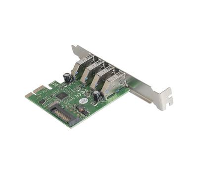 Контроллеp EXEGATE EXE-314 (PCI-E x1 v2.0, 4*USB3.0 ext., разъем доп.питания, VIA Labs Chipset VL805