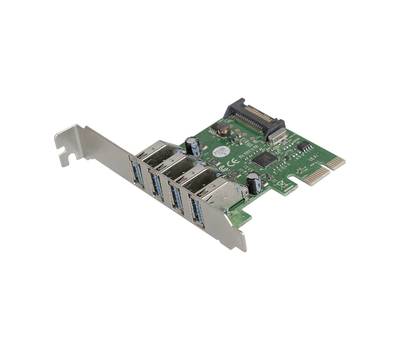 Контроллеp EXEGATE EXE-314 (PCI-E x1 v2.0, 4*USB3.0 ext., разъем доп.питания, VIA Labs Chipset VL805