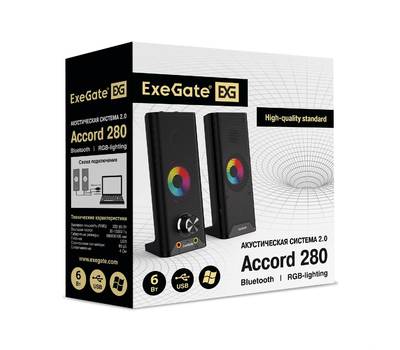 Саундбар EXEGATE Accord 280 (питание USB, Bluetooth, 2х3Вт (6Вт RMS), 60-20000Гц, цвет черный, RGB п