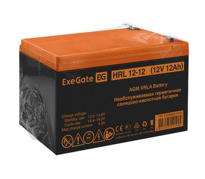 Батарея аккумуляторная EXEGATE HRL 12-12 (12V 12Ah 1251W, клеммы F2)