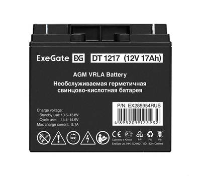 Батарея аккумуляторная EXEGATE DT 1217 (12V 17Ah, клеммы F3 (болт М5 с гайкой))