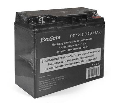 Батарея аккумуляторная EXEGATE DT 1217 (12V 17Ah, клеммы F3 (болт М5 с гайкой))