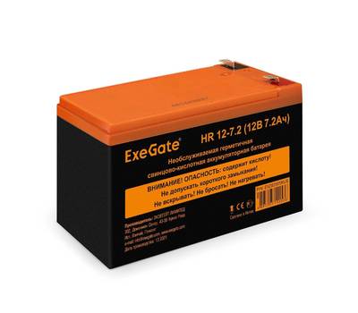 Батарея аккумуляторная EXEGATE HR 12-7.2 (12V 7.2Ah 1227W, клеммы F2)