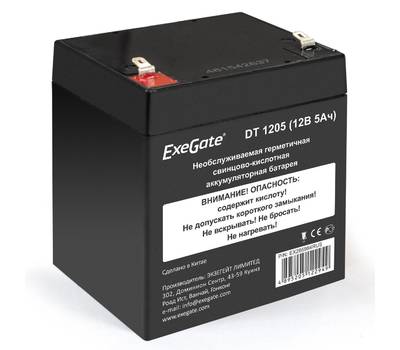 Батарея аккумуляторная EXEGATE DT 1205 (12V 5Ah, клеммы F1)